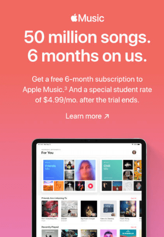 Sign Up for Apple Music 6-month Free Trial