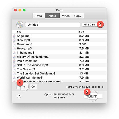 mac burn cd music