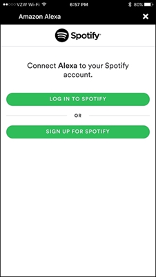 Amazon Alexa Log in to Spotify