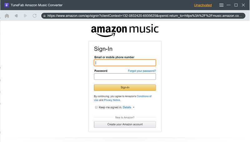 Login to Amazon Music Account