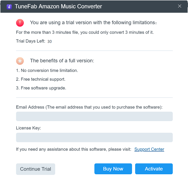 Activate TuneFab Amazon Music Converter