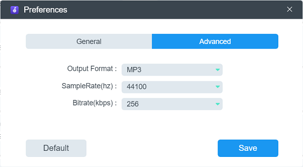 Customize Output Parameters in Preferences Advanced Settings