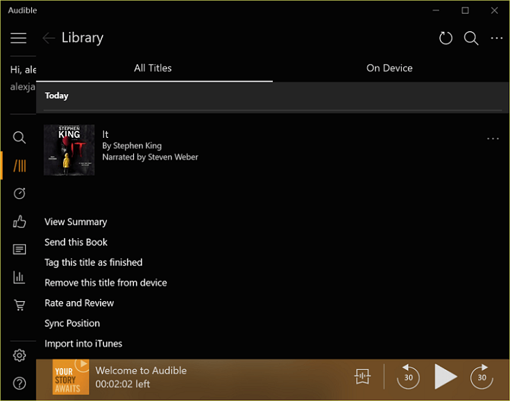 Importar audiolibros audibles a iTunes
