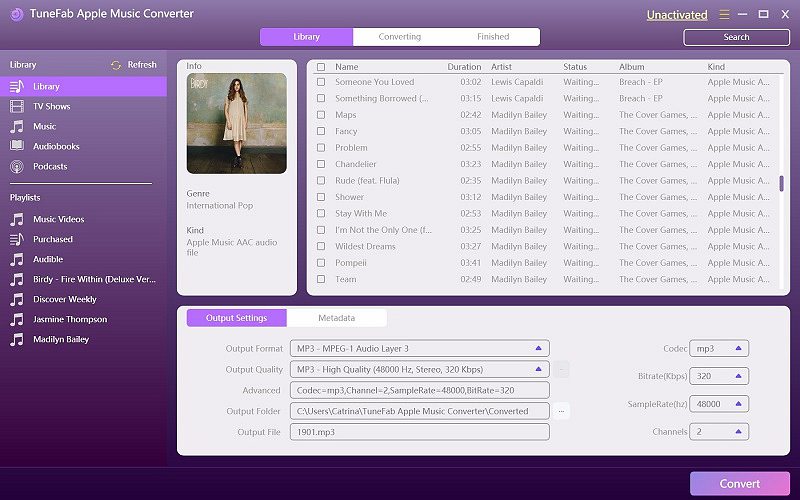 TuneFab Apple Music Converter Interface