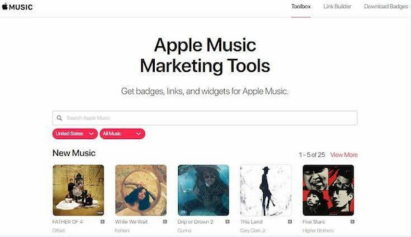 Apple Music Marketing Tools Webpage