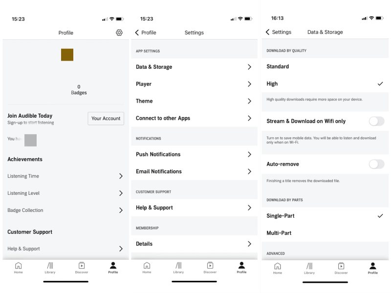 Audible Download Settings iPhone