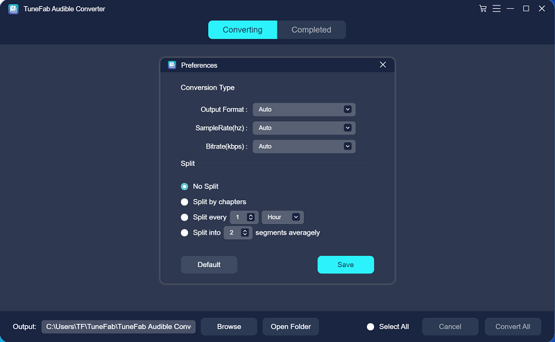 Preferences Setting of TuneFab Audible Converter