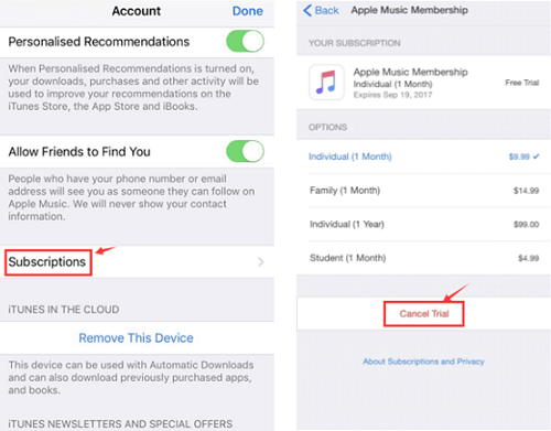 Cancel Your Apple Music Trial in iPhone