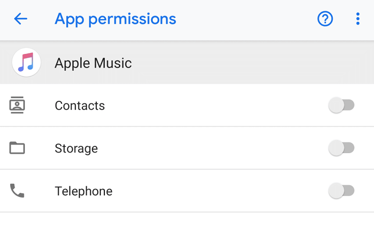 Compruebe los permisos de Apple Music en Android