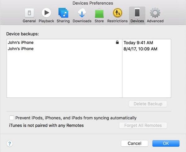 Check iTunes Backup