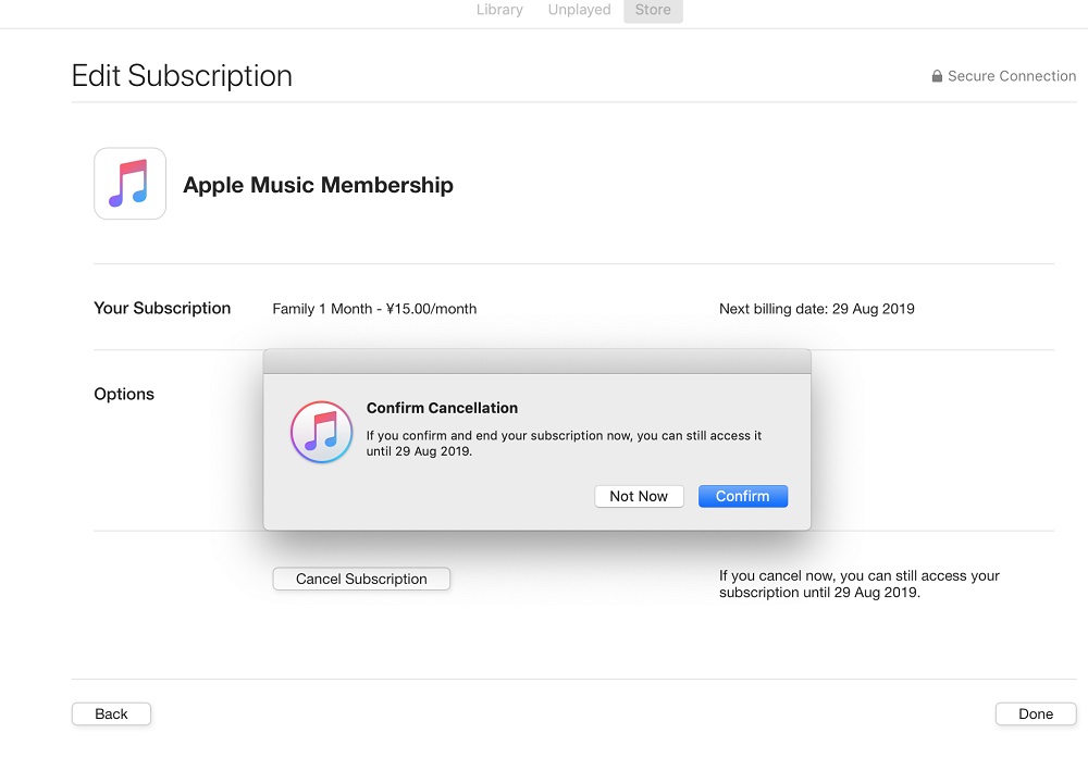 Cancelar suscripción a Apple Music en Mac