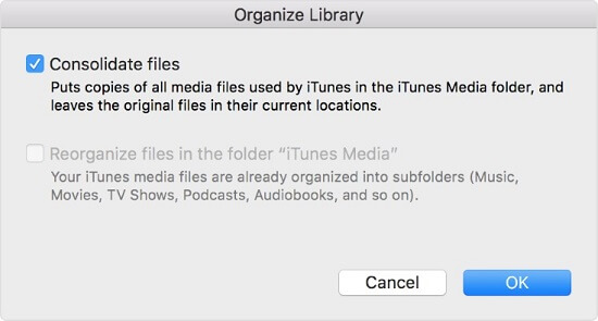 Consolidate Files in iTunes Library