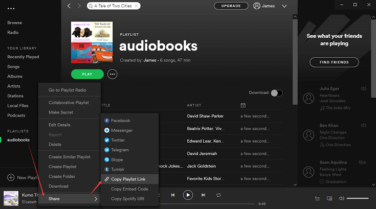 Copy Audiobooks Playlist on Spotify
