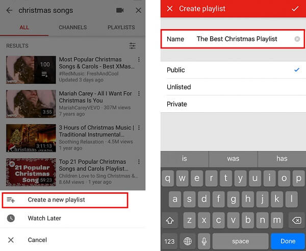 Create A New Playlist as Best Christmas Playlist