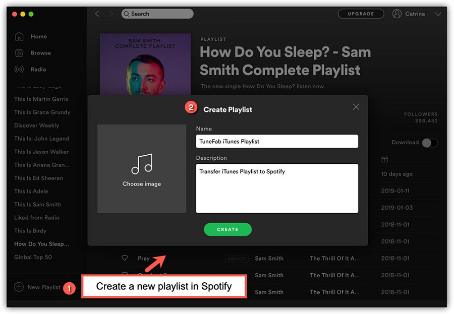 Create A New Playlist in Spotify to Save iTunes Songs