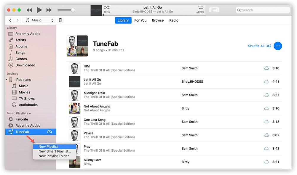 Create New Playlist in iTunes