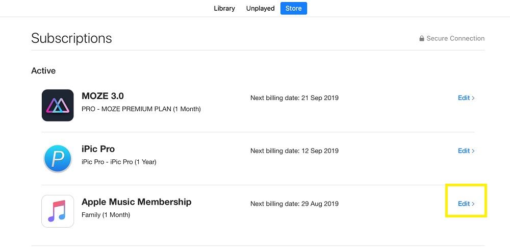 how to change apple music subscription email