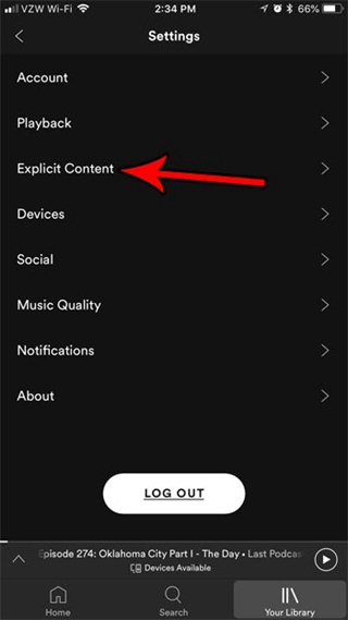 Find Explicit Content on Spotify for iPhone