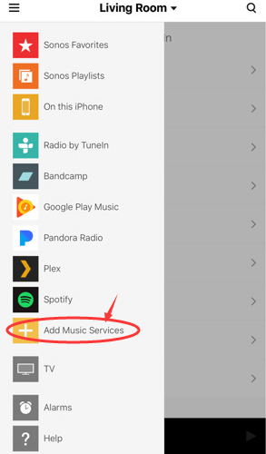 Find and Tap the Add Music Services