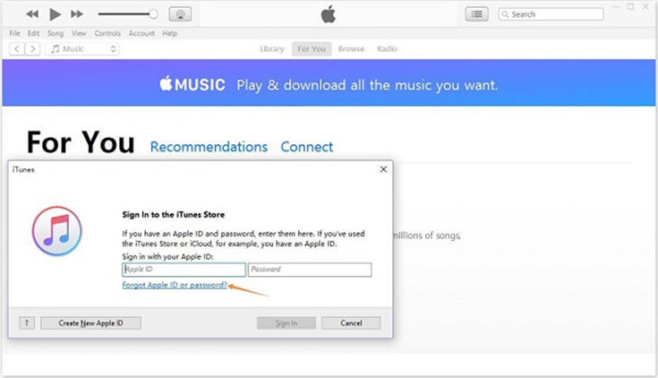 Itunes забыл пароль