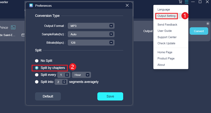  Click to Set up Output Preferences