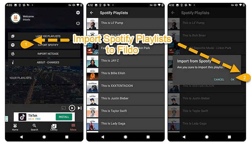 Aggiungi Spotify Music a Fildo