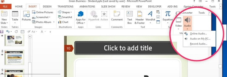 Insert Audio from File to Powerpoint