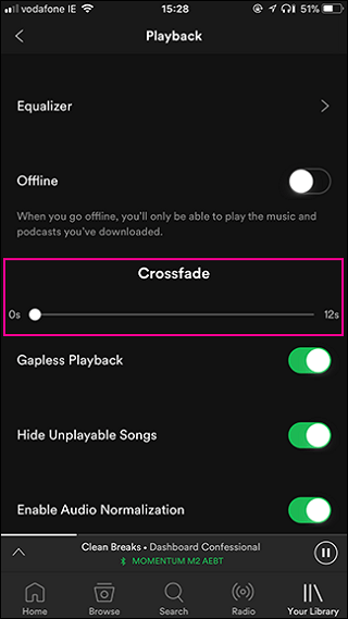 Turn on Spotify Crossfade on Mobile
