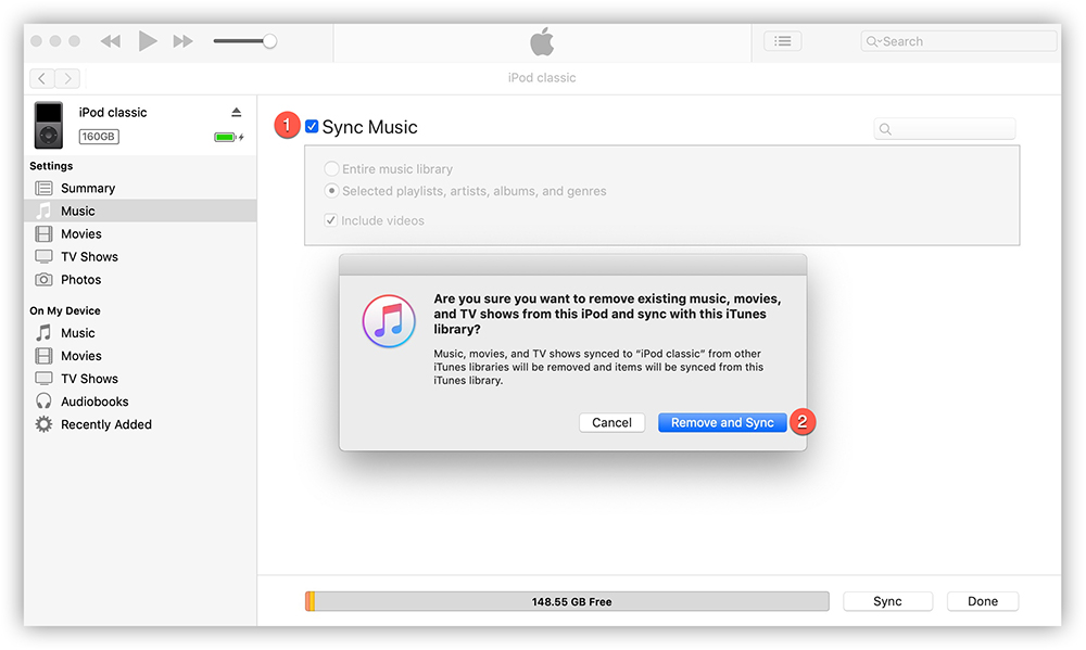 iPod Classic Remove and Sync