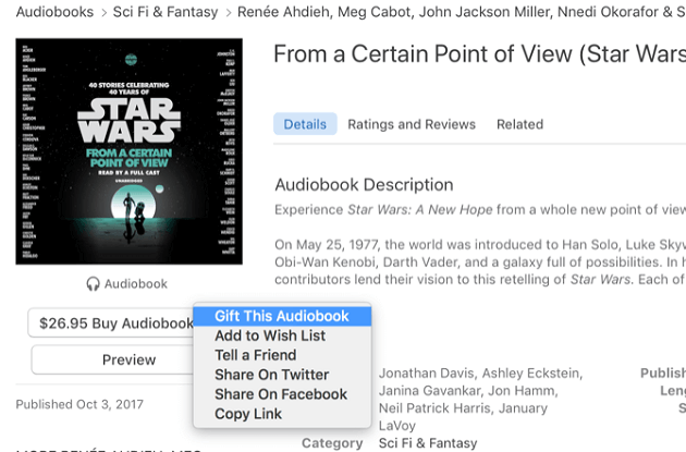iTunes Gifting Audiobook Store