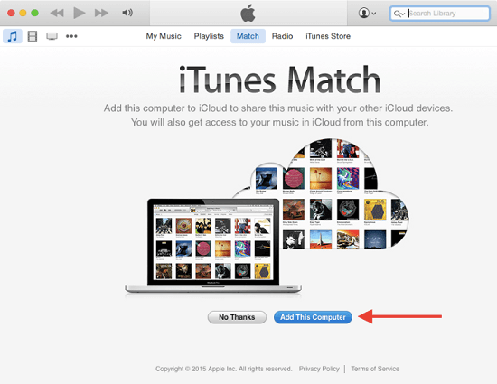 iTunes Match Add This Computer