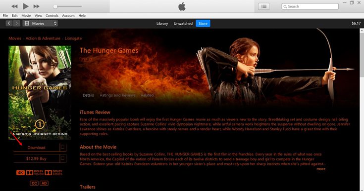 iTunes Movie Information Page