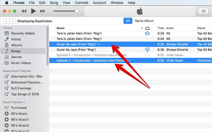 iTunes Select Duplicated Songs
