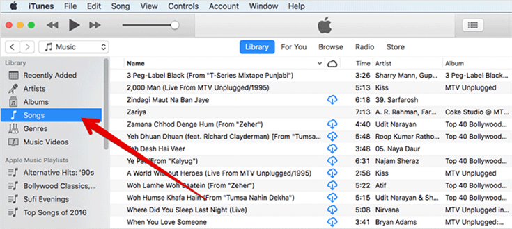 iTunes Songs Tab