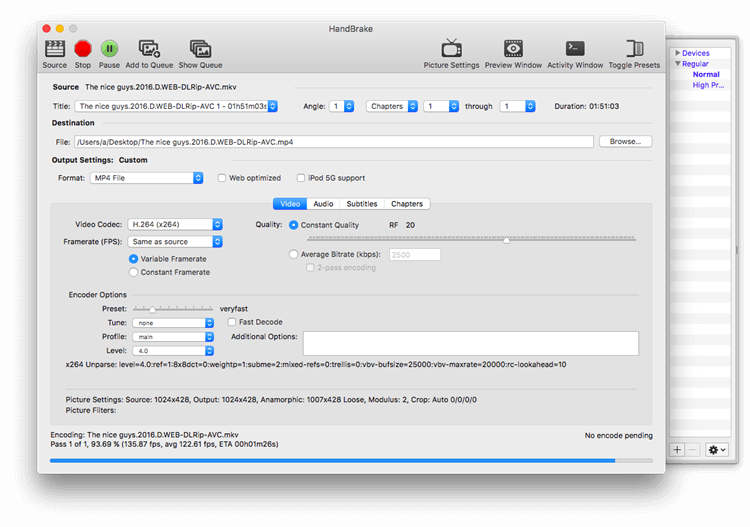 handbrake converter crashes