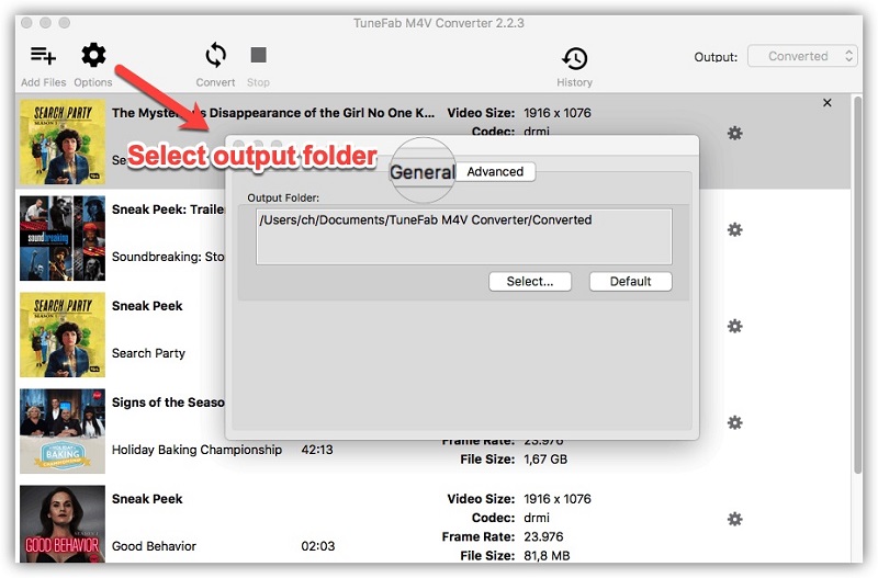 Change Output Folder