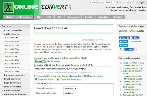 Online Converter to FLAC