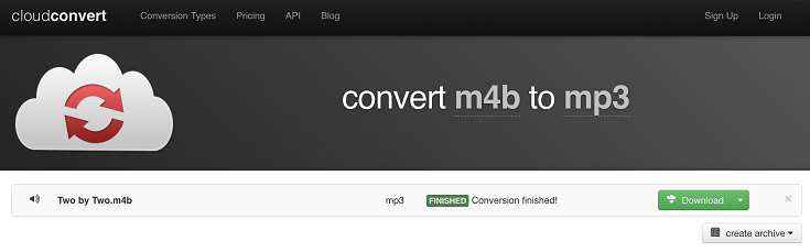 Convertidor en línea CloudConvert M4B a MP3