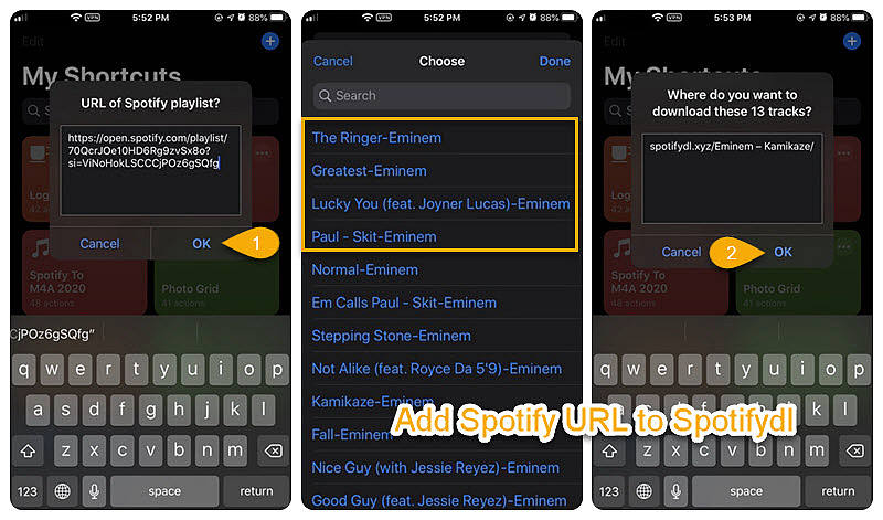 Paste Spotify URL to Shortcuts