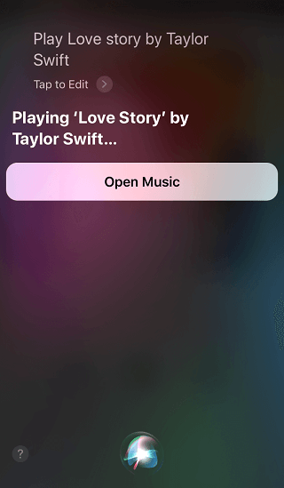 Jugar Love Story de Taylor Swift en Siri