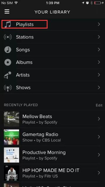 Check Downloaded Playlists on Spotify App on iPhone