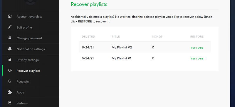 Recover Spotify Playlists