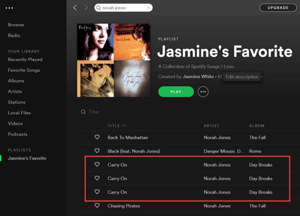 Remove Duplicate Spotify Songs Manually