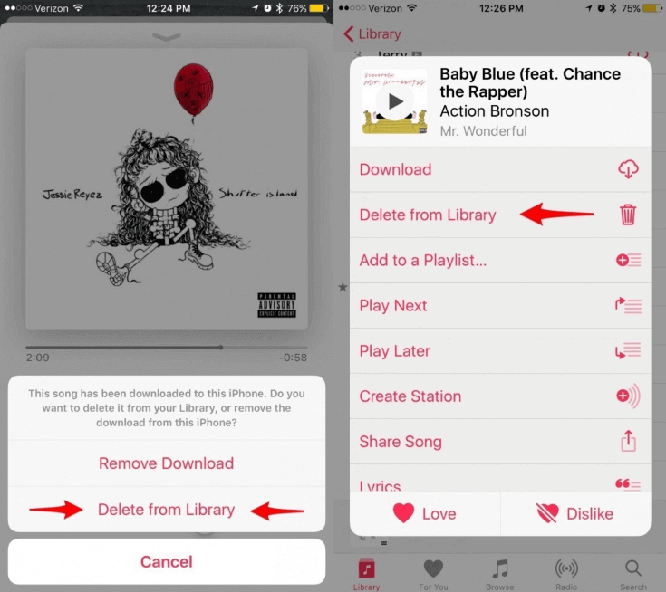 Remove iPhone Songs from Library Not Downloaded