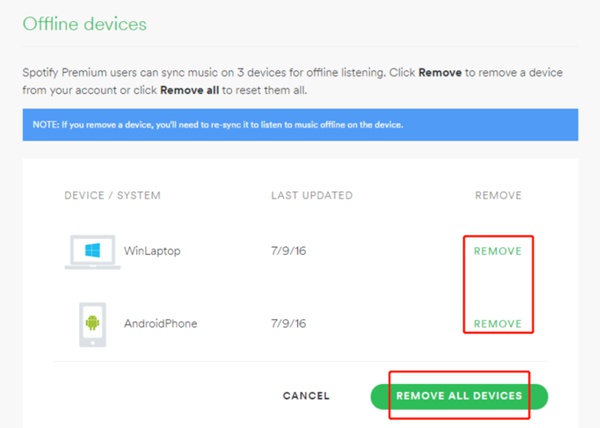 Remove Spotify Offline Device