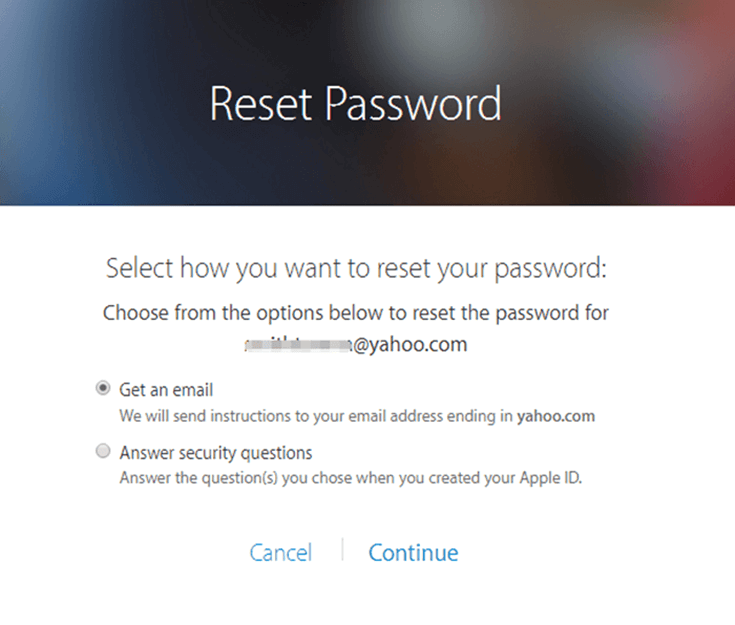 Reset iTunes Passcode via Email