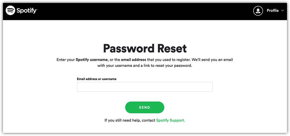 Reset Spotify Password