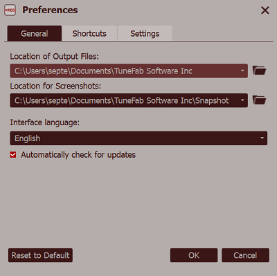 Preferences Settings