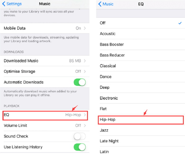 Select Your Sound Effect in EQ Option