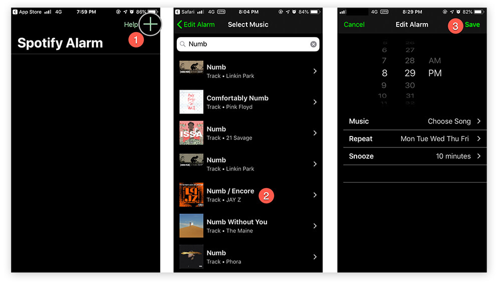 Set Alarm For Spotify iOS